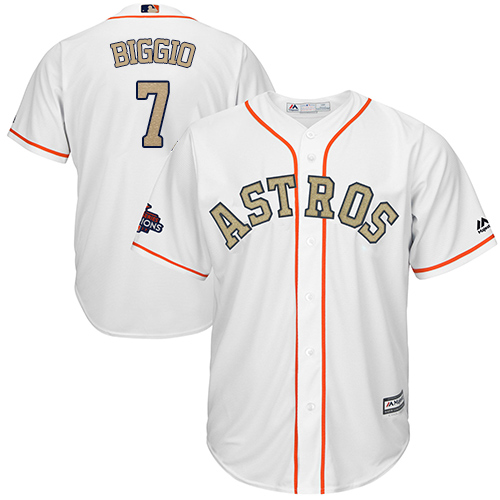 Astros #7 Craig Biggio White 2018 Gold Program Cool Base Stitched Youth MLB Jersey - Click Image to Close